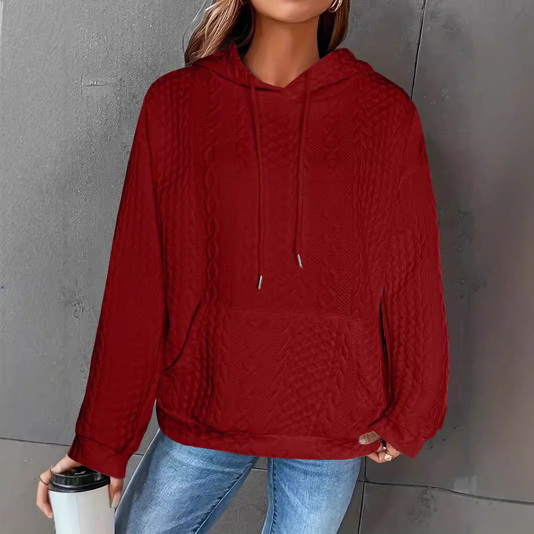 Women's Casual Jacquard Knit Pocket Sweater Long-Sleeve Top