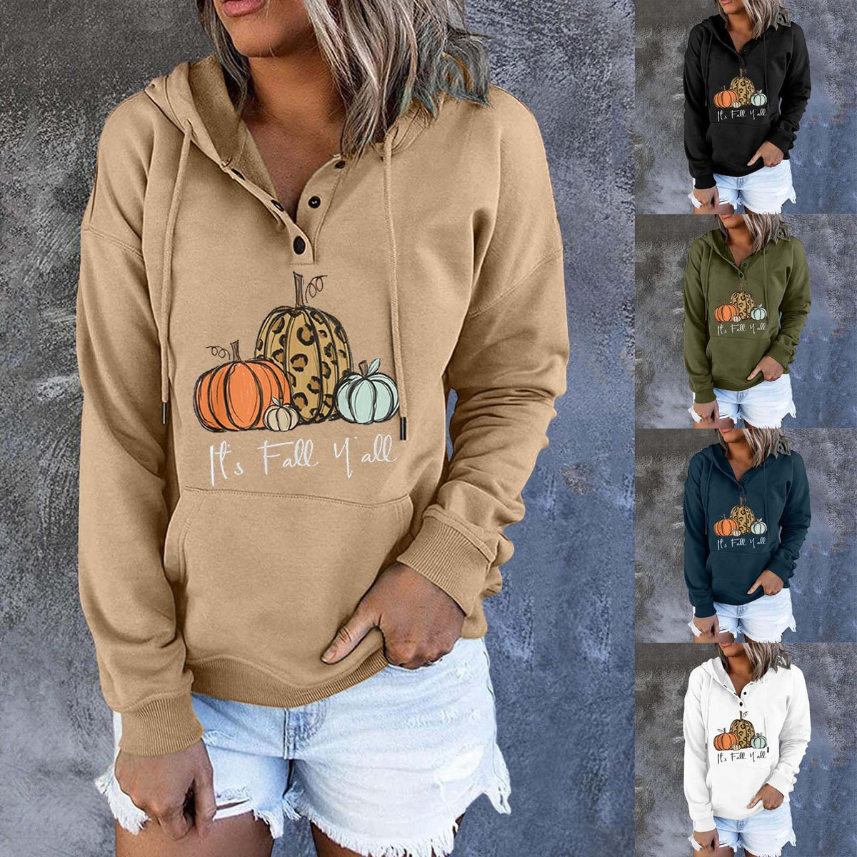 Casual Drawstring Hooded Sweatshirt with Pockets