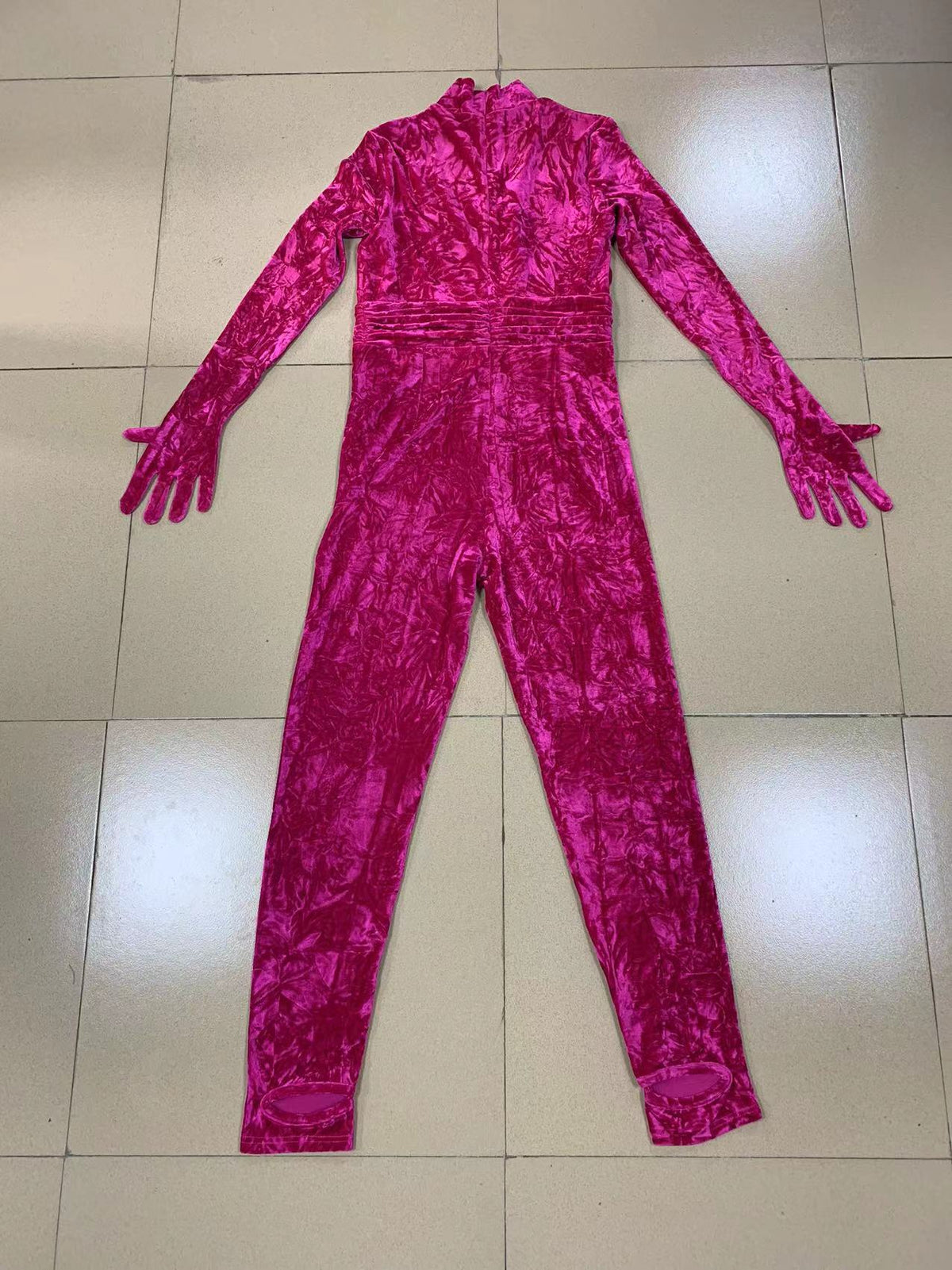 Chic Rose Red Half Turtleneck Jumpsuit for Women