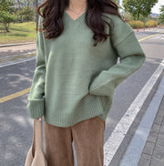 Loose and Lazy Style Solid Color Sweater Top