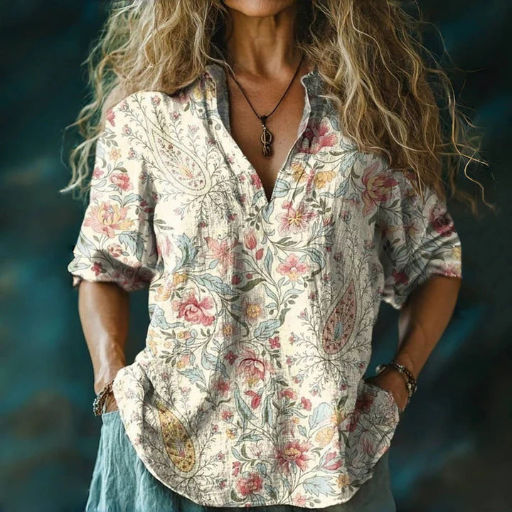 Women's Loose Casual Tie-dye Printed Long-sleeved Shirt