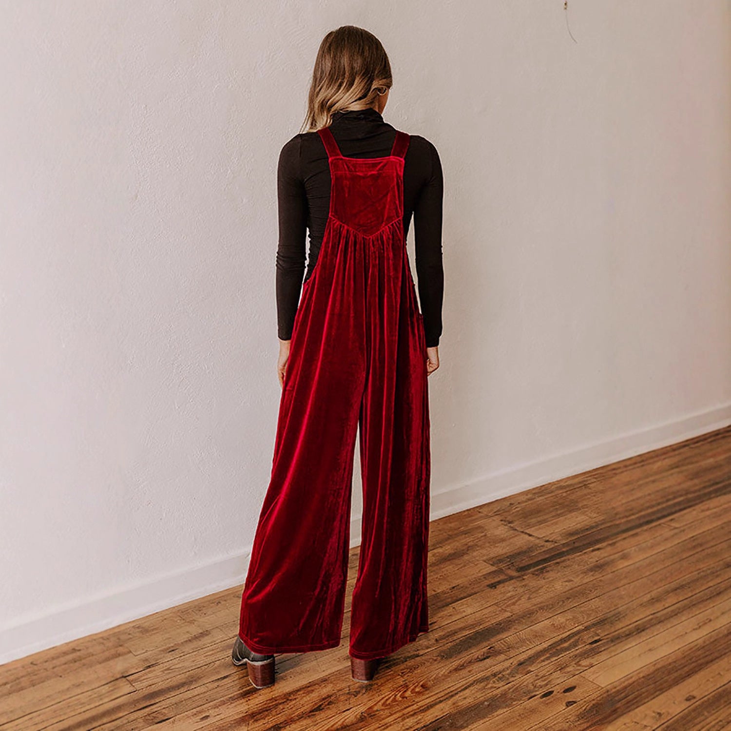 Womens Velvet Buttoned Ethnic-Style Jumpsuit