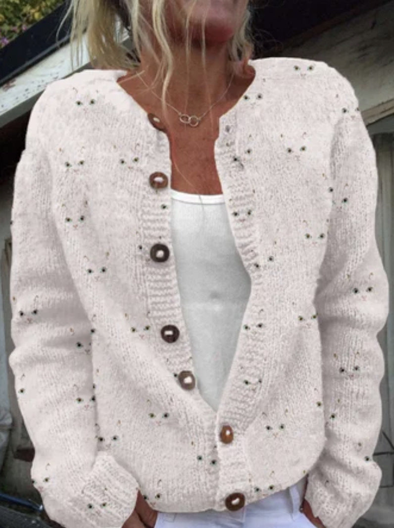 Women's 3D Digital Print Knitted Cardigan Sweater