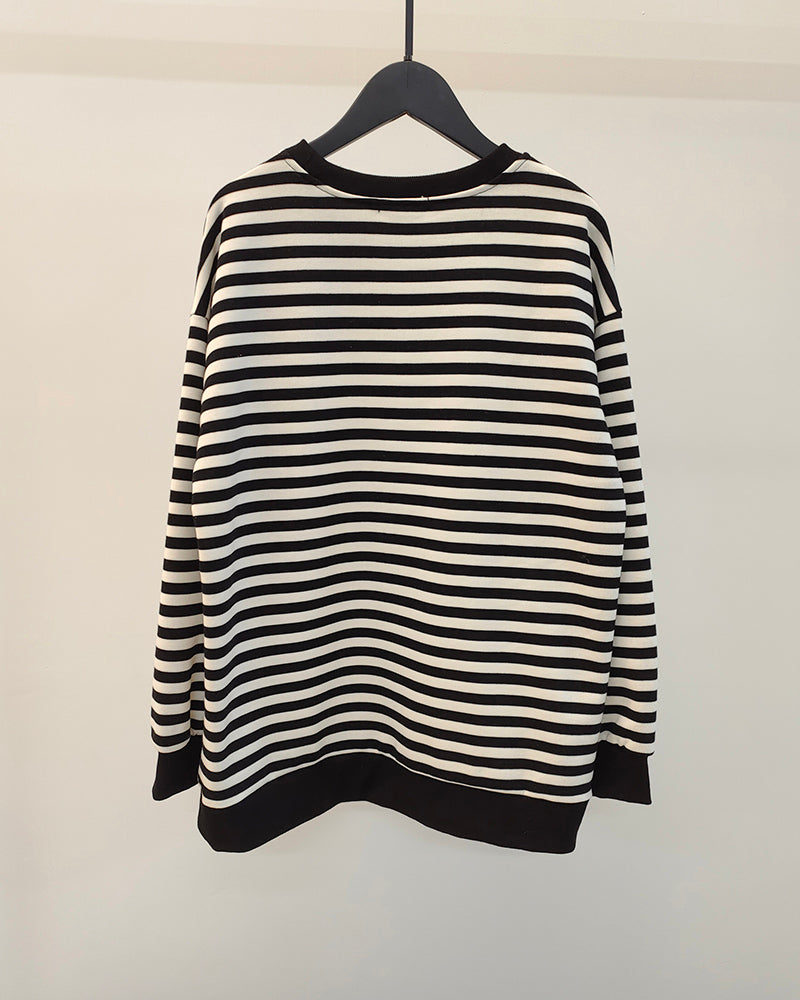 Women's Cozy Striped Knit Pullover Sweater