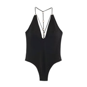 V-neck Tummy-flattering Figure-hugging Jumpsuit
