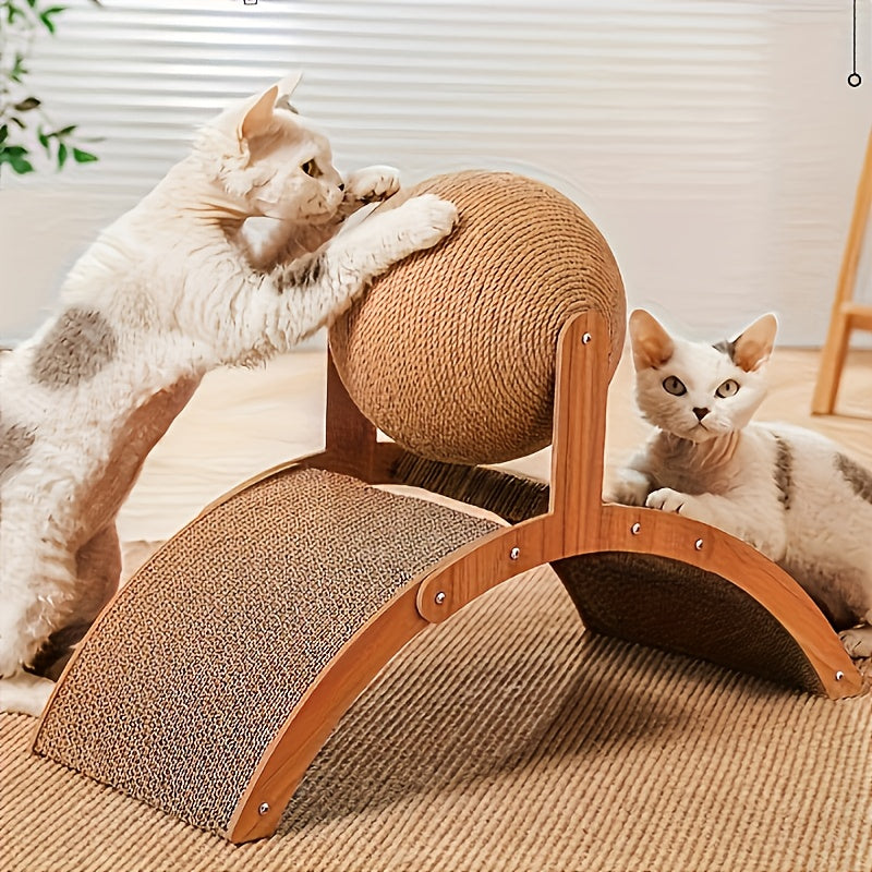 Ferris Wheel-Shaped Cat Scratching Ball And Board, Suitable For Small Cats/Dogs & Rabbits. Durable With No Shedding – Rope Toy Perfect Indoor Playtime Interaction! A Must-Having Pet Essential