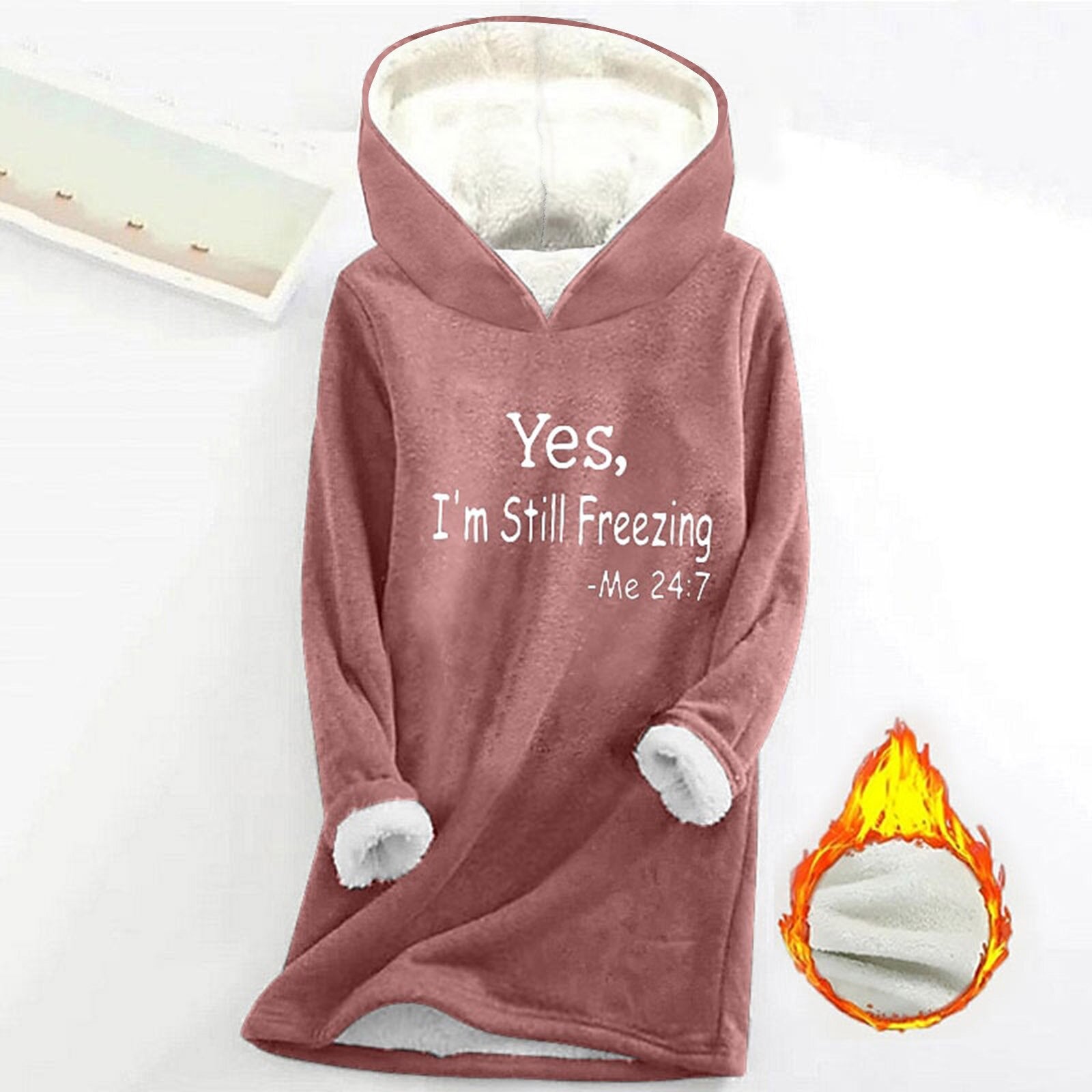Cozy Plush Long Sleeve Offset Print Pullover Sweater