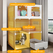3-Story One Bedroom One Bathroom Cat Cage, Cat Toilet, Cat Litter Box, Integrated Household Indoor Cat Villa, Cat Cabinet, Cat Nest