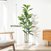 4 to 6 foot tall artificial fiddle leaf fig tree with white planter