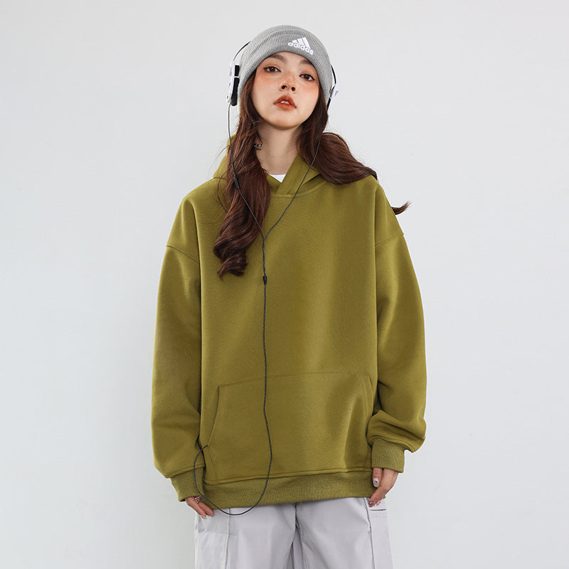 Cozy Solid Color Couple's Casual Pullover Hoodie