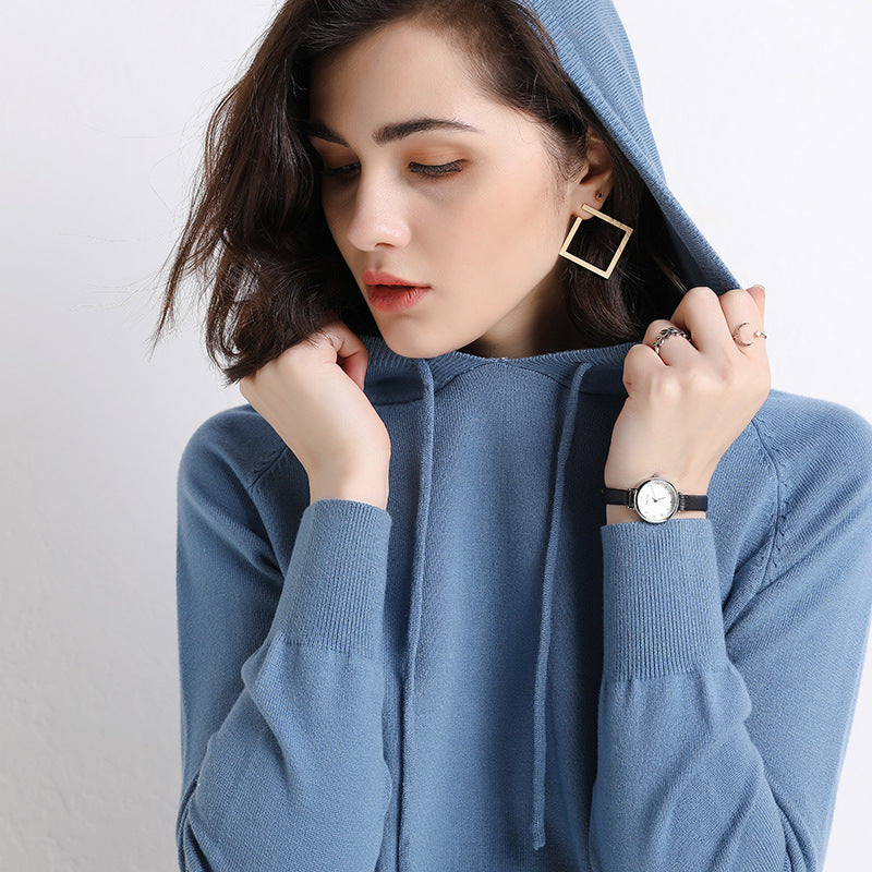 Women's Lightweight Knitted Hooded Sweater