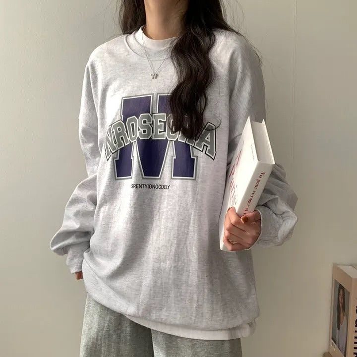 Korean Style Loose Sports Fleece Hoodie for Women
