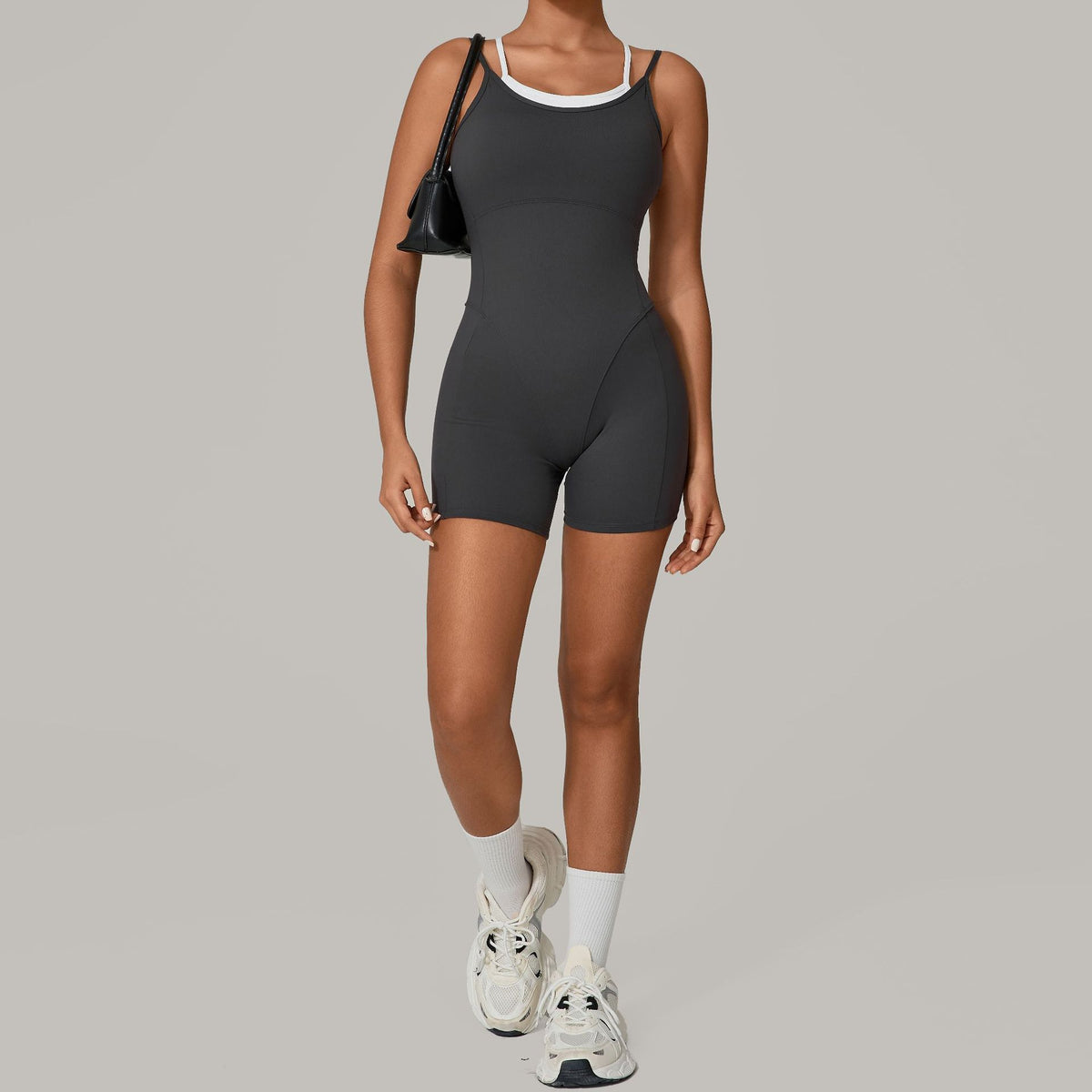 Contrast Color Fake Two-Piece Sports Jumpsuit