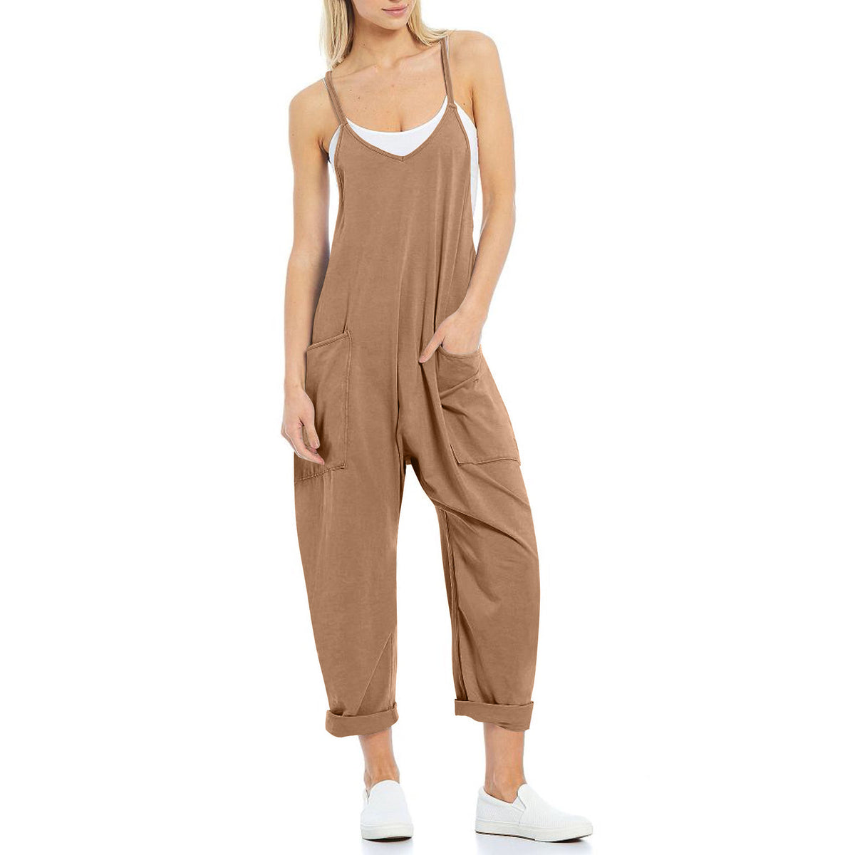 Plus-Size Casual Knitted Suspender Overalls