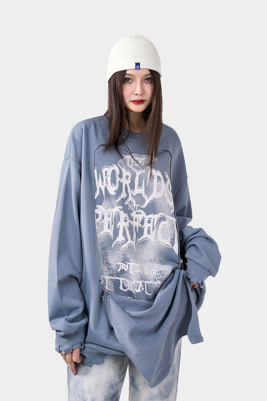 Hip Hop Oversized Letter Print Sweatshirt