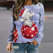 Festive Snowman Print Crew Neck Sweatshirt
