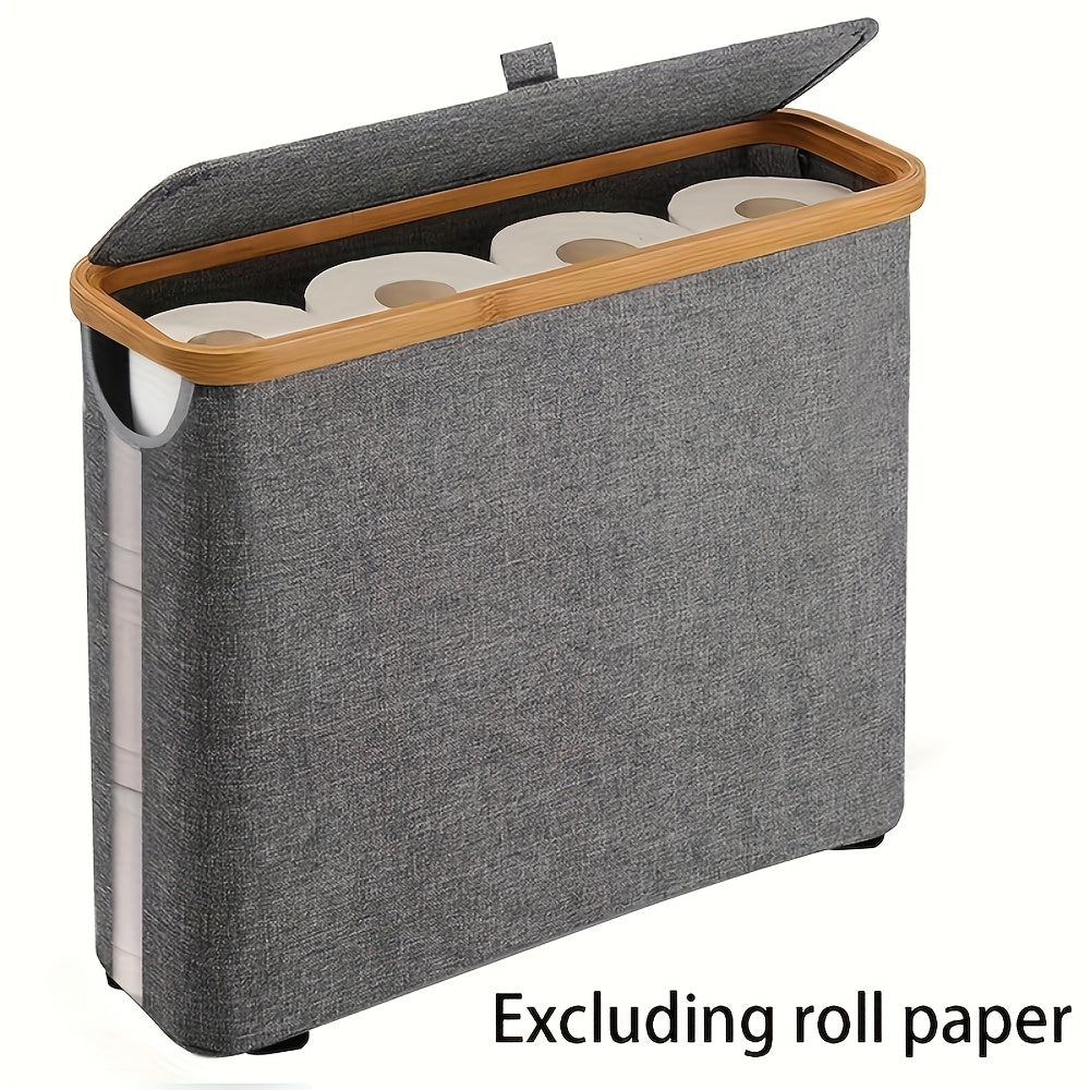 Toilet Paper Basket, Bamboo Toilet Paper Storage - Ultimate Bathroom Storage with Bamboo Lid, Large Toilet Paper Holder Can Hold 9 Rolls, Bathroom Toilet Paper Storage Cabinet, Toilet Paper Storage Co