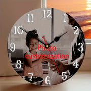 1/1 12 Inch Large Personalized Photo/Text/Number/Logo Wall Clock - Quartz Movement, Silent Battery- (Photo Personalization Only) - Large Room, Wedding,, - Compatible with Smart (