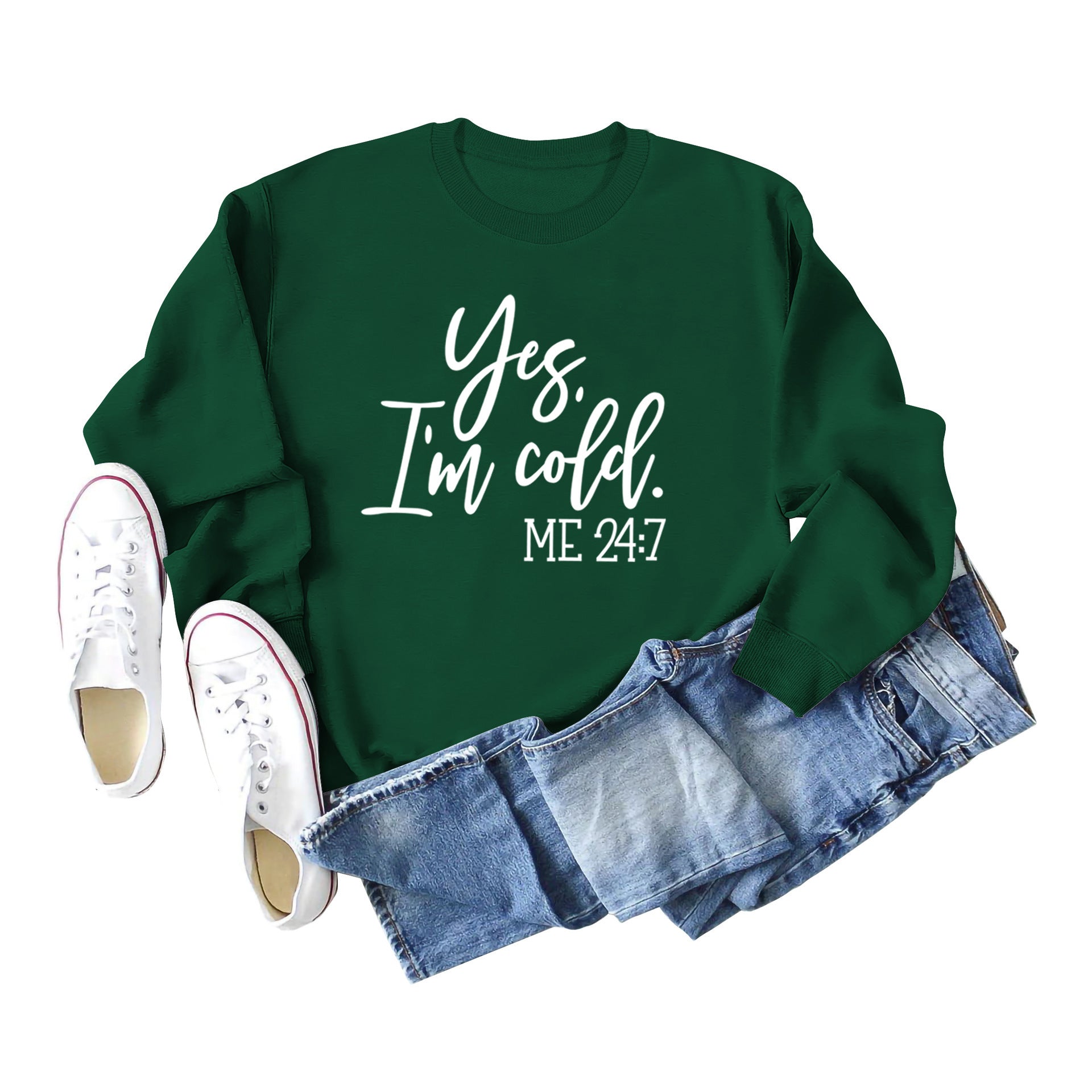 Retro Letter Print Cotton Crew Neck Women's Sweatshirt