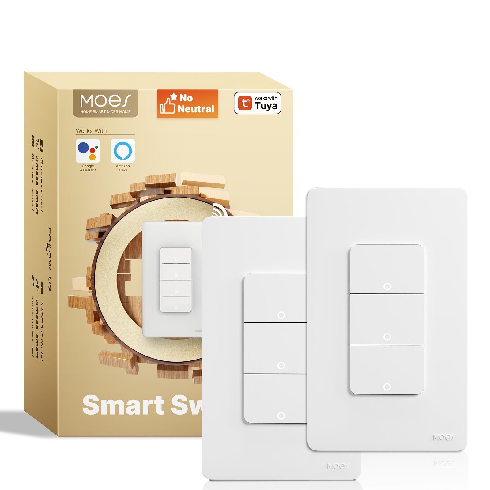 2-Pack Wi-Fi Smart Light Switches, Single Pole, 2.4GHz