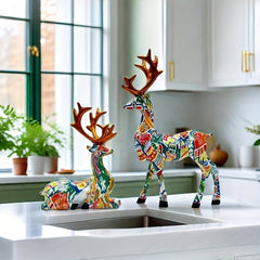 Decorative reindeer statue set for Christmas and holiday decor