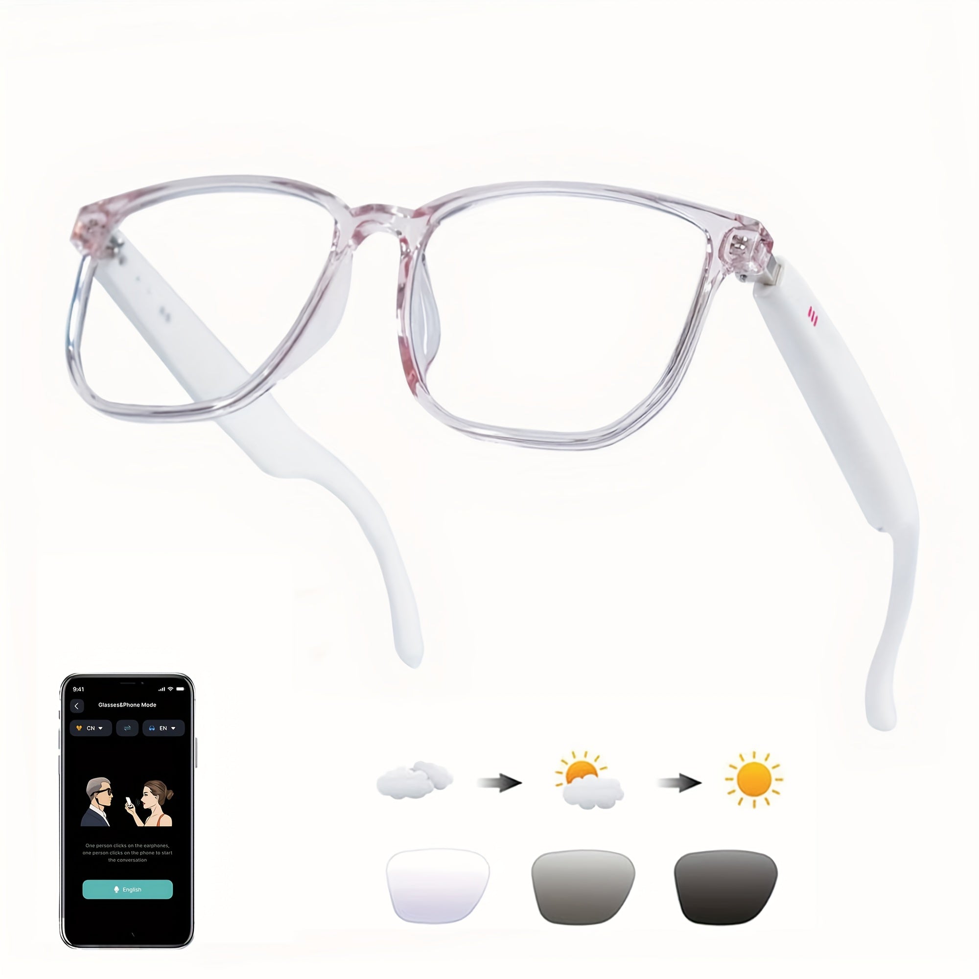AI Smart Glasses, Smart Glasses with 160+ Languages Real Time Translation Support, Chat GPT System, OICIIDO New Multi-functional Audio Glasses for Men And Women, Built-in Microphone And Speaker...