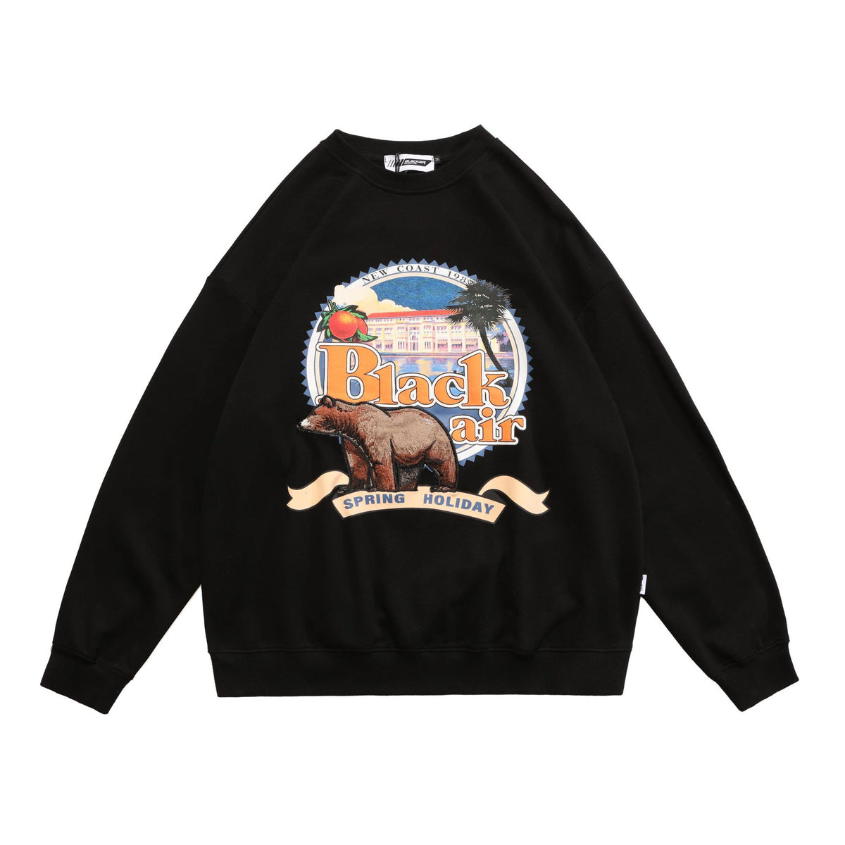 Retro 3D Bear Embroidered Long Sleeve Sweatshirt