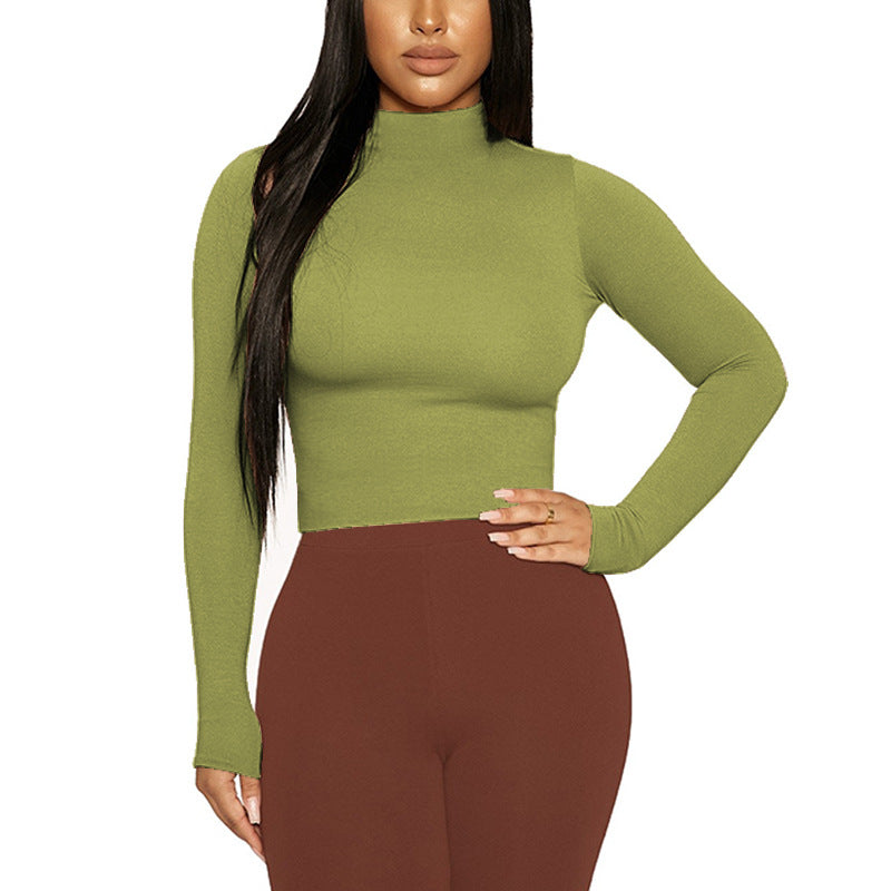 Slim-Fit Mock-Neck Long Sleeve T-Shirt – Cozy, Chic & Versatile