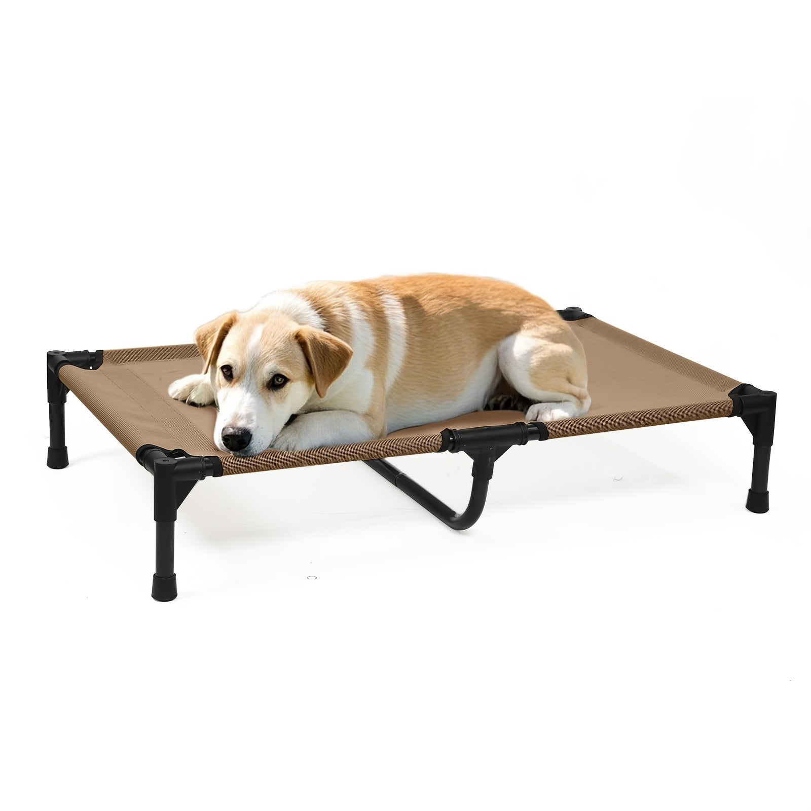 Elevated Dog Cot For Large Dogs - Cooling Breathable Mesh Hammock Bed With Non-Slip Feet, Portable Foldable & Washable Pet Bed, Durable Textilene Fabric, Easy Assembly, Striped Design For Medium/La...