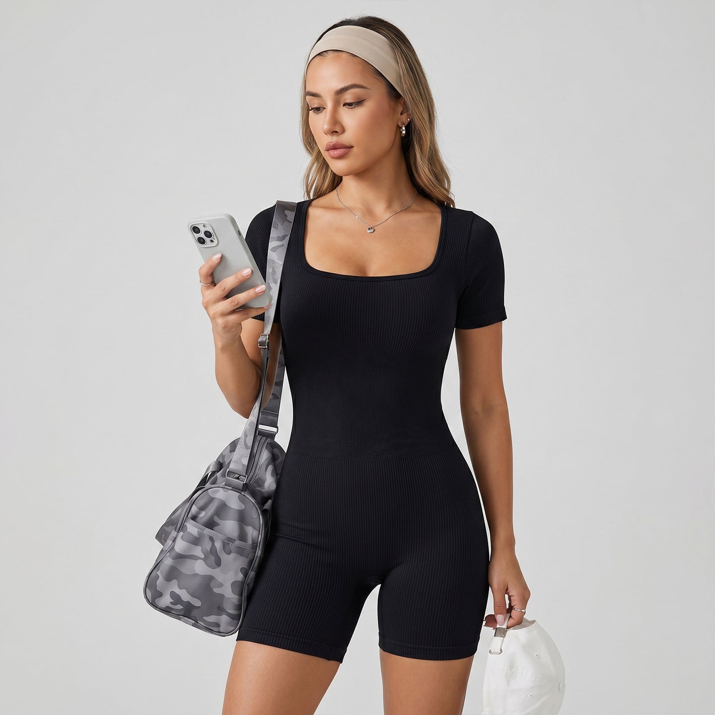 Shorts-style Yoga Bodysuit Sports Set