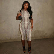 Sexy Snakeskin Print Slim Fit Jumpsuit