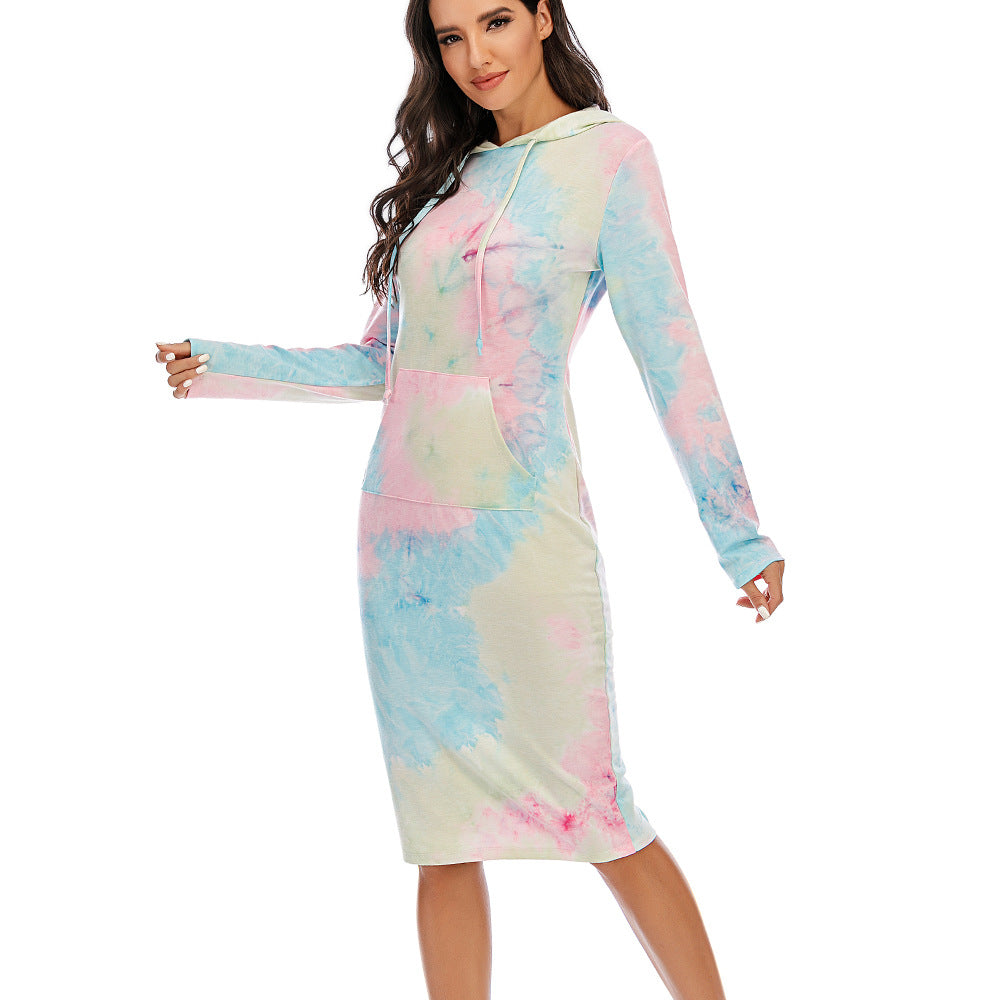 Vibrant Tie-Dye Hooded Long Sleeve Sweatshirt