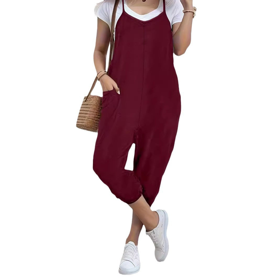 Casual Pocket Loose Jumpsuit for Women