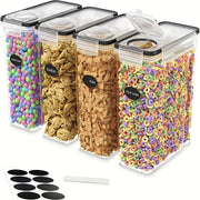 4 Pack (4L/ 135oz) EXTRA Large Airtight Food Storage Cereal Containers for Bulk Food Storage BPA-Free Plastic Container, Pantry Organization And Canister for Grain, Nuts, Flour And Rice, Kitchen Or...