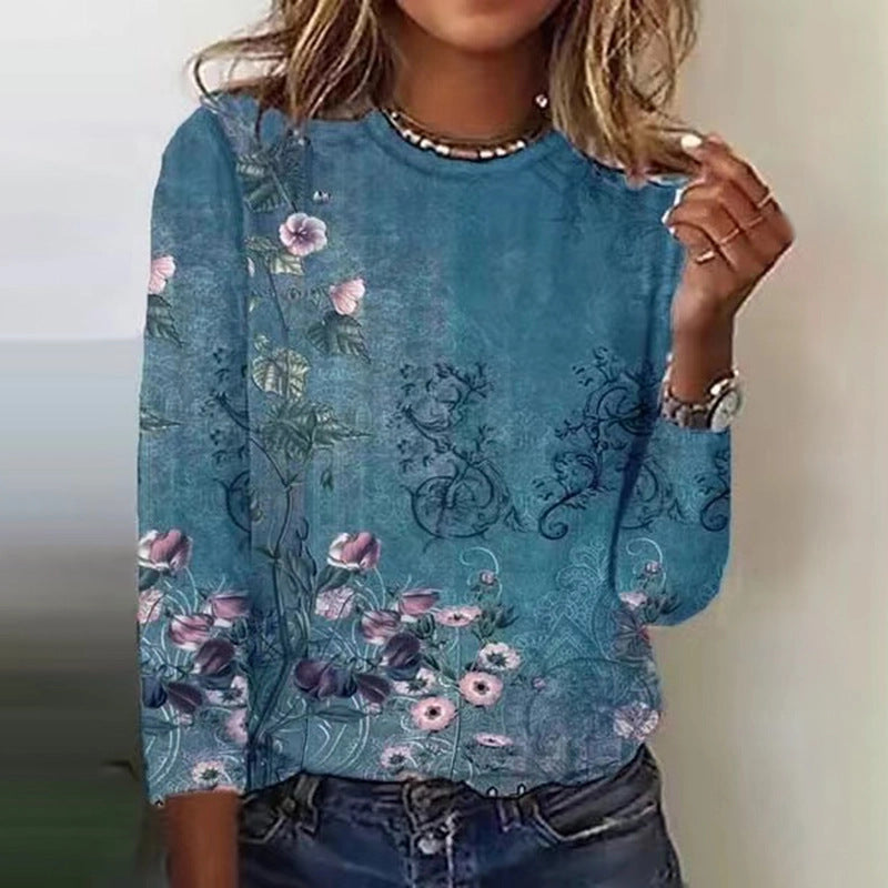 Casual Cartoon Digital Print Loose Pullover Hoodie