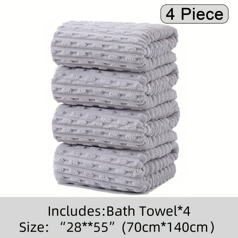 4-Pack Waffle Weave Super Soft Bath Towels, Ultra Absorbent Quick-Dry Microfiber Towels for Adults, Soft Textile & Travel Towels, Durable for Daily Use - 80% Polyester, 20% Nylon