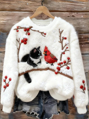 3d Digital Print Pattern Christmas Women's Flannel Sweatshirt
