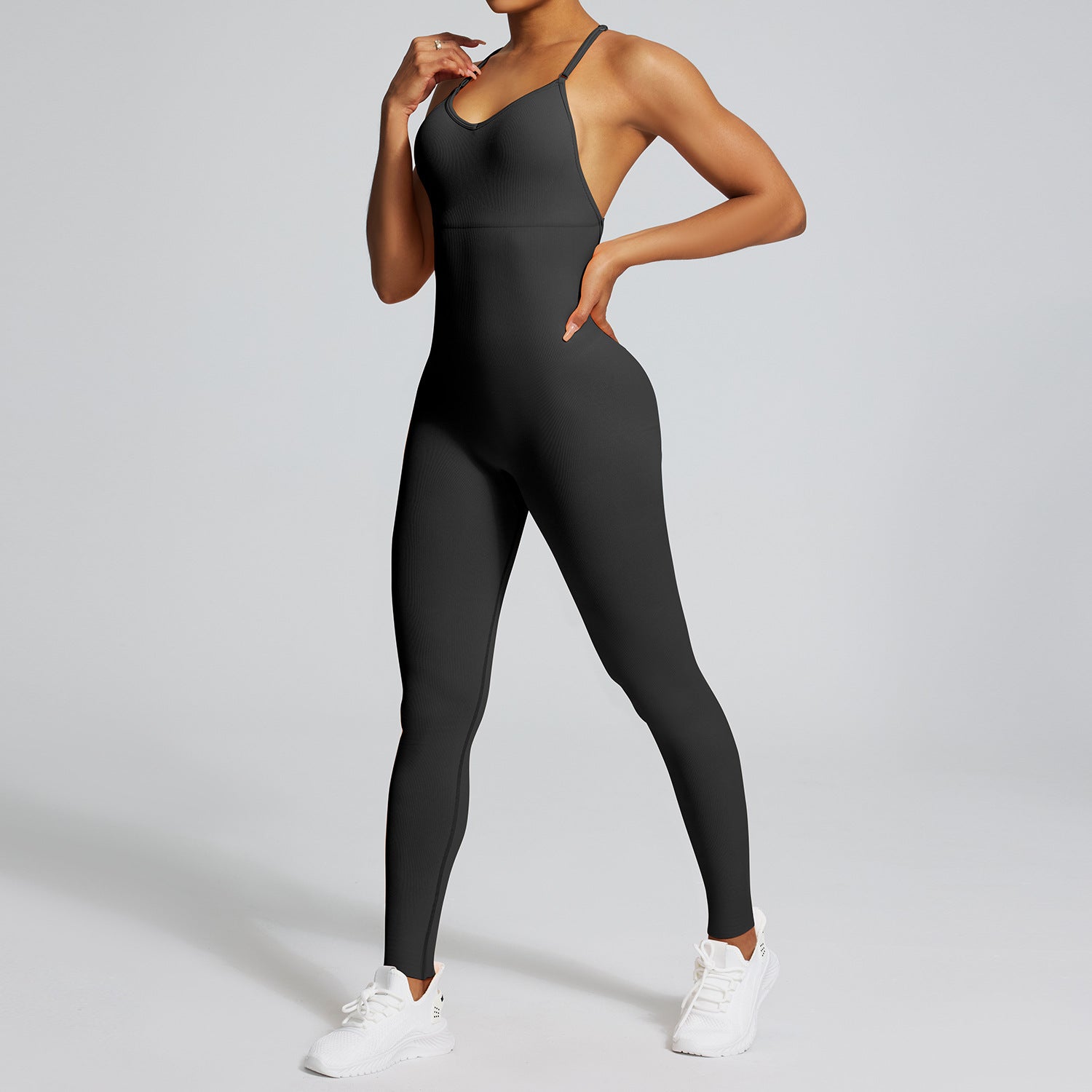 Seamless Back-Supporting Yoga Jumpsuit For Women With Straps