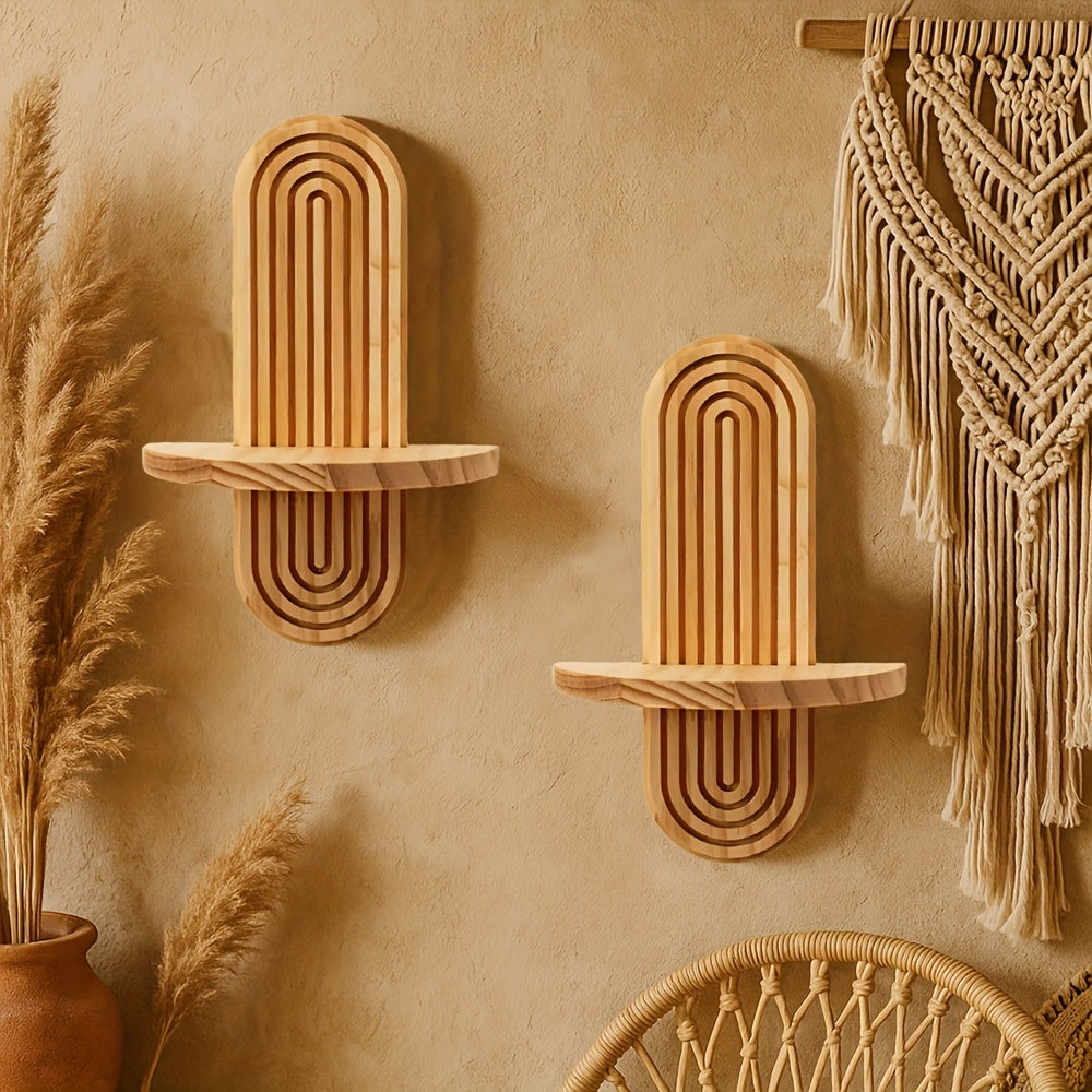 2pcs Wooden Wall Shelves, Large Decorative Wall Shelves, Exquisite Storage Shelves, Tray Shelves, Wall-Mounted Storage Shelves, Hanging Bathroom Exquisite Small Wall Shelves, Suitable for Living…