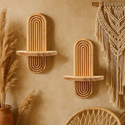 2pcs Wooden Wall Shelves, Large Decorative Wall Shelves, Exquisite Storage Shelves, Tray Shelves, Wall-Mounted Storage Shelves, Hanging Bathroom Exquisite Small Wall Shelves, Suitable for Living…