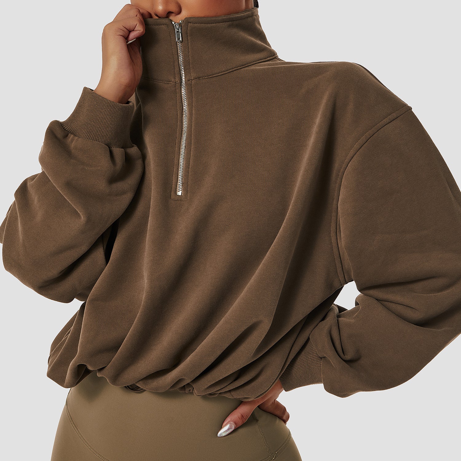 Women's High Neck Fitness Pullover Sweatshirt
