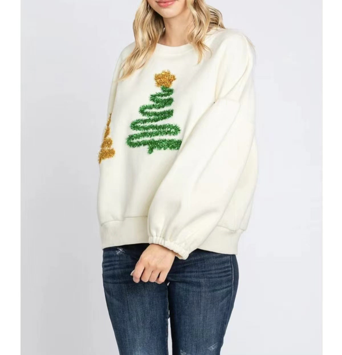 Women's Festive Christmas Tree Long Sleeve Casual Pullover Sweater