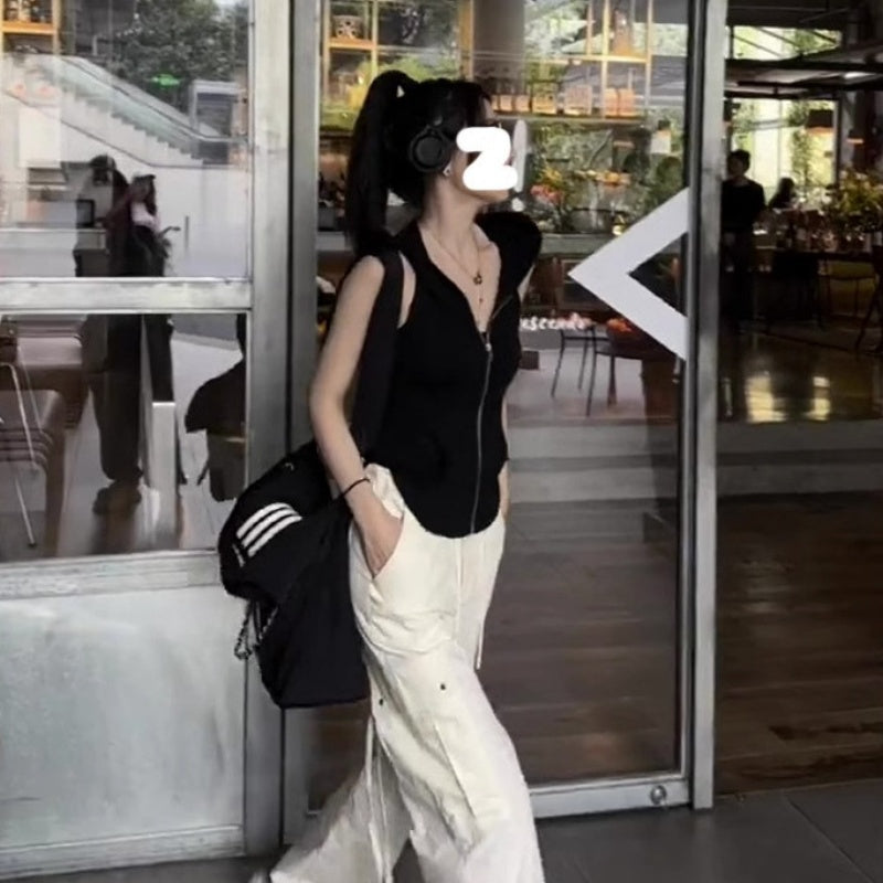 Stretchy Sleeveless Camisole – Black & Gray Apricot Layering Top