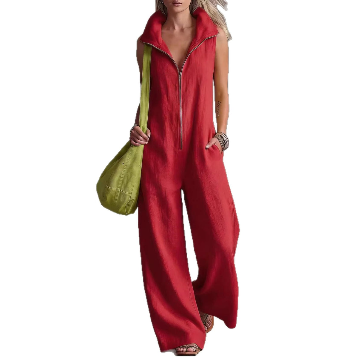 Casual Loose Sleeveless Pocket Jumpsuit
