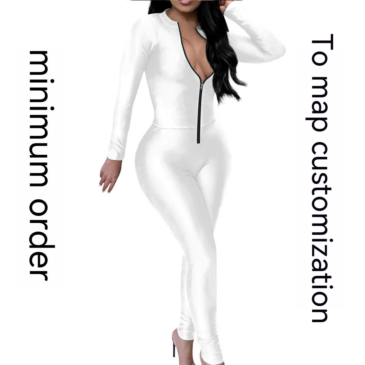 Women's Long Sleeve Zippered Bodycon Jumpsuit