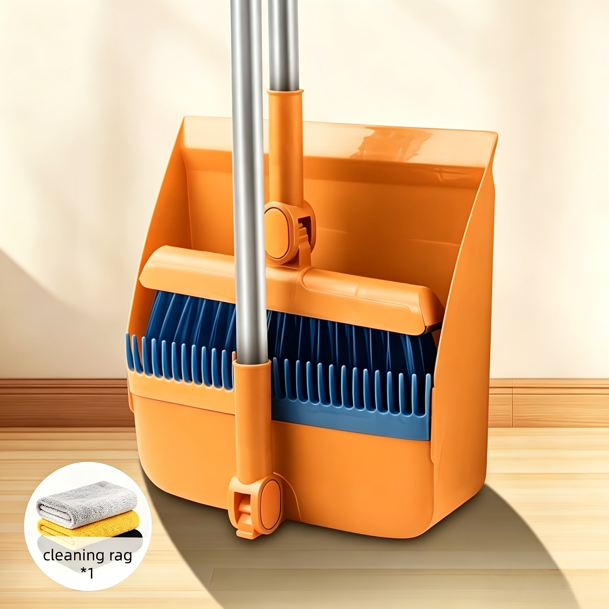 3-in-1 Upright Broom and Dustpan Combo with Long Handle and Garbage Bag Holder