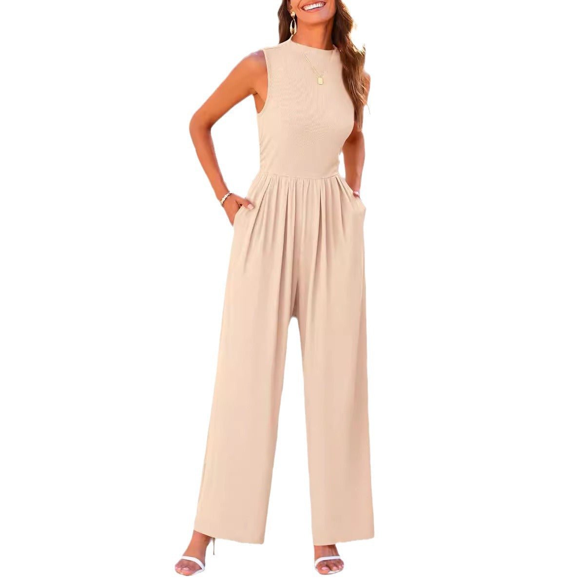 Women's Casual Sleeveless Wide Leg Jumpsuit