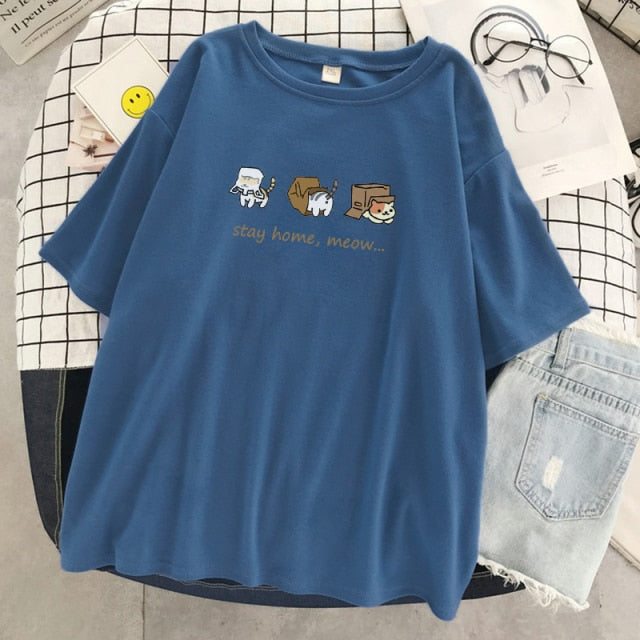 Loose Short Sleeve T-Shirt – Unisex Round Neck Cotton Tee