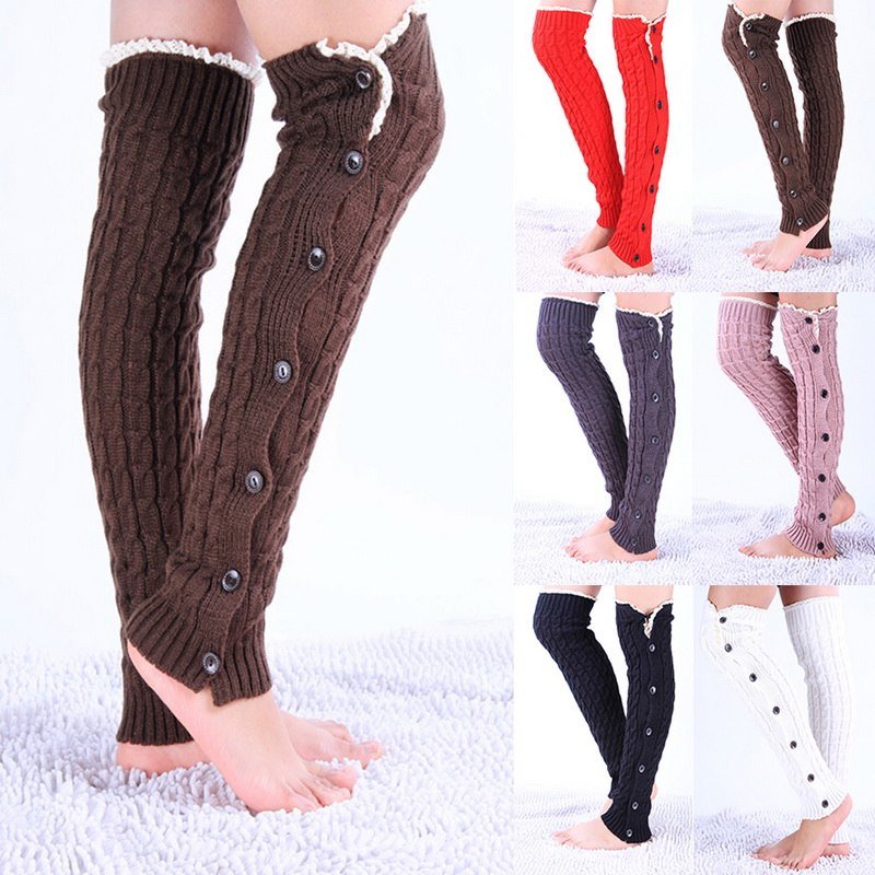 Cozy Twist Socks with Button Lace, Leg Warmers for Women