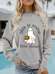 Spooky Chic Halloween Print Crewneck Pullover Sweatshirt